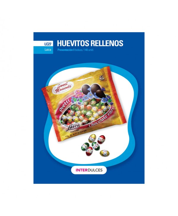 OVETTI HUEVOS CHOCO RELL.CREMA LECHE BOLSA 1KG.