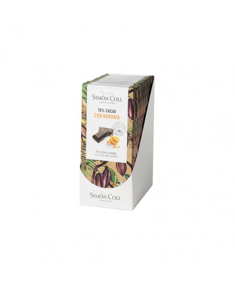 SIMON COLL CHOCOLATE 70% CACAO CON NARANJA 10X85GR.