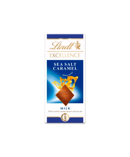 LINDT EXCELL. SEA SALT CARAMEL MILK 20X100GR.